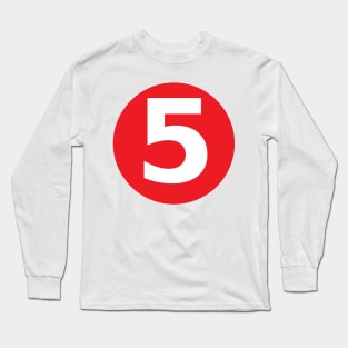 Number 5 Big Red Dot Letters & Numbers Long Sleeve T-Shirt